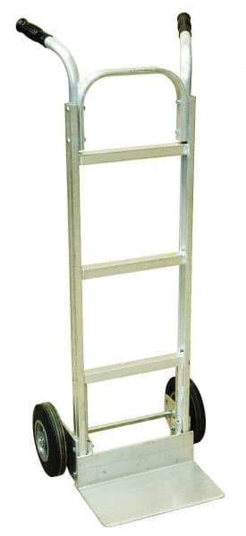 Harper Trucks - 600 Lb Capacity 49" OAH Hand Truck - High Back Dual Handle, Aluminum, Solid Rubber Wheels - Makers Industrial Supply