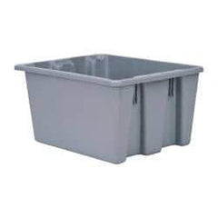 Rubbermaid - 1.3 Cu Ft, 100 Lb Load Capacity Gray Polyethylene Tote Container - Stacking, Nesting, 19-1/2" Long x 15-1/2" Wide x 10" High - Makers Industrial Supply