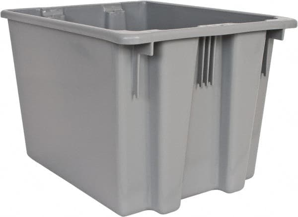 Rubbermaid - 1.6 Cu Ft, Gray Polyethylene Tote Container - Stacking, Nesting, 19-1/2" Long x 15-1/2" Wide x 13" High - Makers Industrial Supply