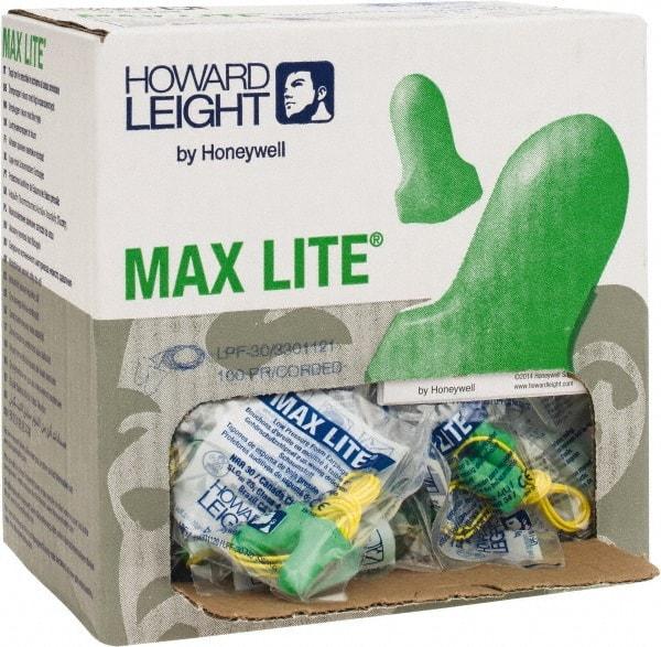 Howard Leight - Disposable, Corded, 30 dB, Contoured and T Shape Earplugs - Green, 100 Pairs - Makers Industrial Supply