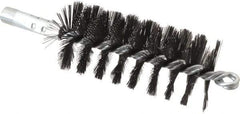 Schaefer Brush - 4-1/2" Brush Length, 2" Diam, Double Stem, Single Spiral Flue Brush - 7-1/2" Long, Tempered Steel Wire, 1/4" NPSM Male Connection - Makers Industrial Supply