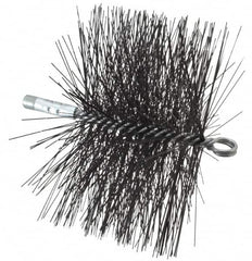 Schaefer Brush - 4-1/2" Brush Length, 8" Diam, Double Stem, Double Spiral Tube Brush - 7-1/2" Long, Tempered Steel Wire, 1/4" NPT Male Connection - Makers Industrial Supply