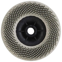 3M - 4-1/2" 120 Grit Ceramic Straight Disc Brush - Fine Grade, Threaded Hole Connector, 3/4" Trim Length, 5/8-11 Threaded Arbor Hole - Makers Industrial Supply