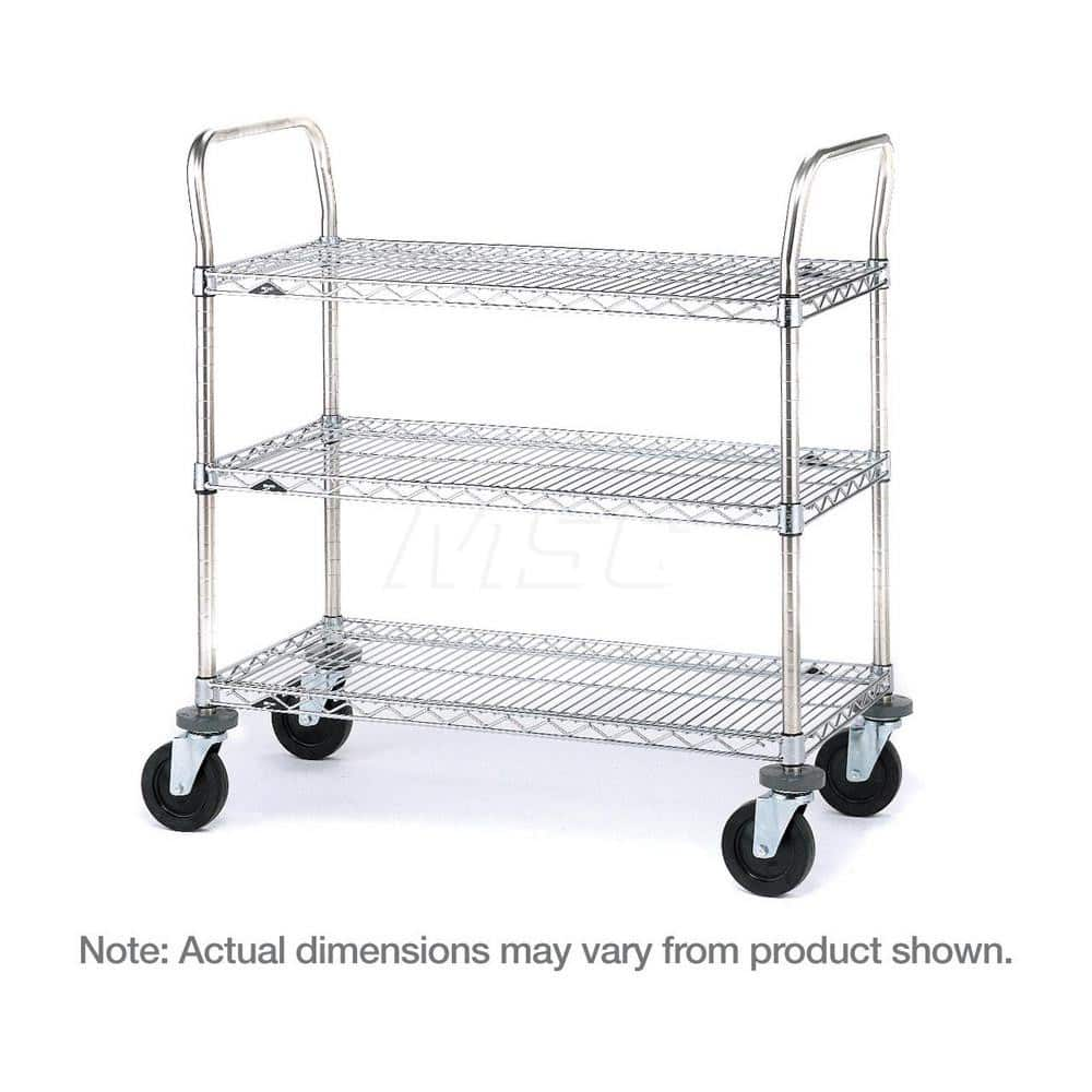 Metro - Carts; Type: Utility ; Load Capacity (Lb.): 600.000 ; Number of Shelves: 3 ; Width (Inch): 24 ; Length (Inch): 36 ; Height (Inch): 39 - Exact Industrial Supply