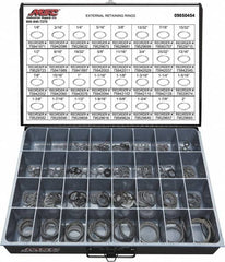 Value Collection - 665 Piece, 1/8 to 2", SpRing Assortment Steel, Snap External Retaining Ring Assortment - Includes Compartmented Case - Makers Industrial Supply