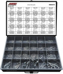 Value Collection - 359 Piece, 1/8 to 1" Pin Diam, Hitch Pin Assortment - 1/16 to 7/8" Long, Spring Wire, Zinc Plated - Makers Industrial Supply