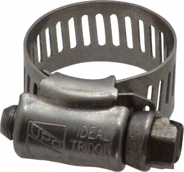 IDEAL TRIDON - SAE Size 8, 7/16 to 1" Diam, Stainless Steel Worm Drive Clamp - 1/2" Wide, Material Grade 201/305, Series 620 - Makers Industrial Supply