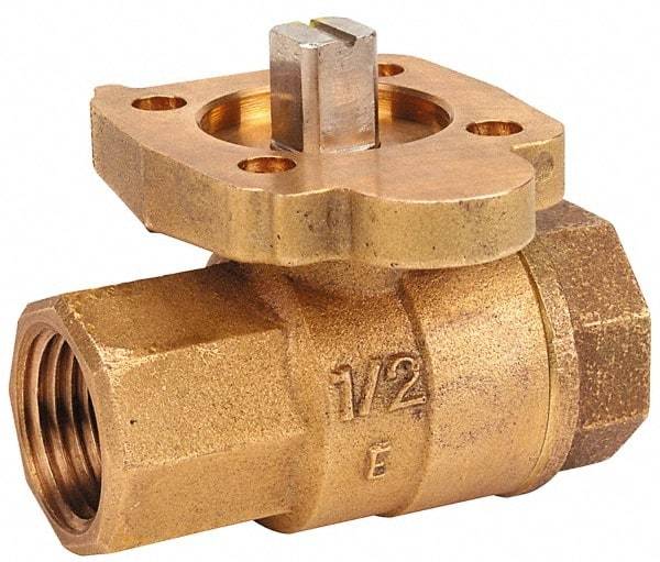 NIBCO - 1-1/2" Pipe, Full Port, Bronze Standard Ball Valve - 2 Piece, Inline - One Way Flow, FNPT x FNPT Ends, ISO Actuation Mount Handle, 600 WOG, 200 WSP - Makers Industrial Supply