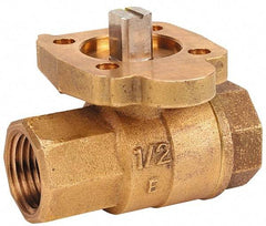 NIBCO - 1-1/2" Pipe, Full Port, Bronze Standard Ball Valve - 2 Piece, Inline - One Way Flow, FNPT x FNPT Ends, ISO Actuation Mount Handle, 600 WOG, 200 WSP - Makers Industrial Supply