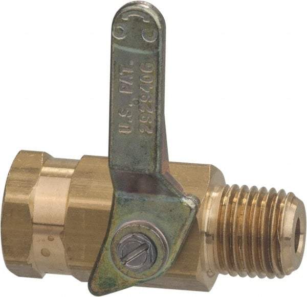 Specialty Mfr - 1/4" Pipe, Brass Standard Ball Valve - Inline - Two Way Flow, MNPT x FNPT Ends, Lever Handle, 500 WOG - Makers Industrial Supply