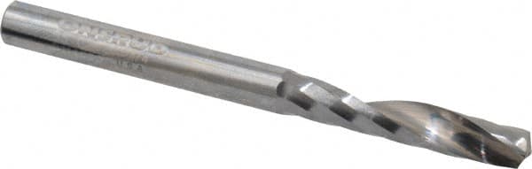 Onsrud - 1/4" Cutting Diam x 1-1/4" Length of Cut, 1 Flute, Upcut Spiral Router Bit - Uncoated, Right Hand Cut, Solid Carbide, 3" OAL x 1/4" Shank Diam, Single Edge - Makers Industrial Supply