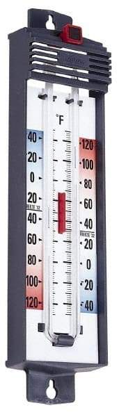 Taylor - -40 to 120°F, Min and Max Thermometer - 5 Inch Long x 4-3/8 Inch Wide, Push Button Reset Thermometer - Makers Industrial Supply