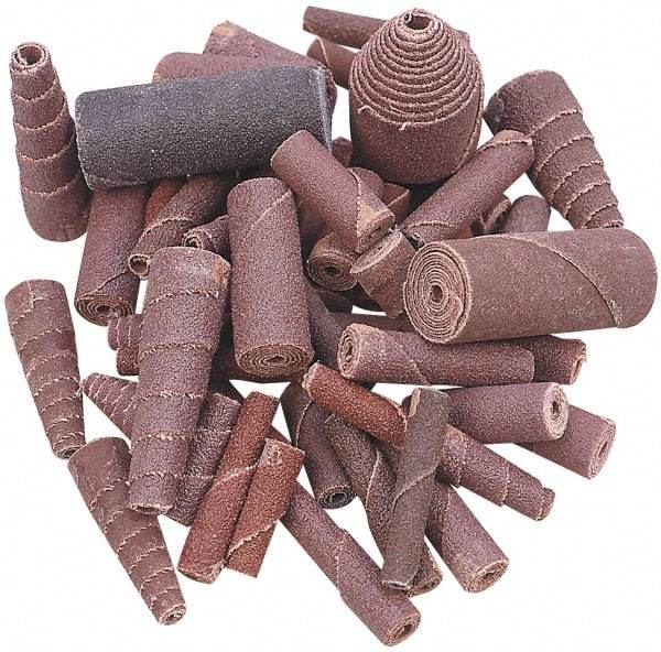 Merit Abrasives - 100 Piece Aluminum Oxide Cartridge Roll Set - 60, 80 & 120 Grit, Includes 4 Mandrels - Makers Industrial Supply