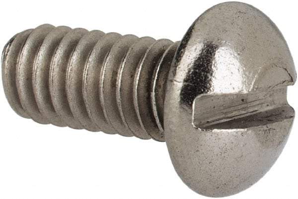 Value Collection - #8-32 UNC, 3/8" Length Under Head Slotted Drive Machine Screw - Round Head, Grade 316 Stainless Steel, Uncoated, Without Washer - Makers Industrial Supply