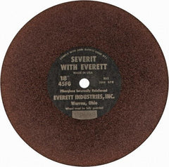 Everett - 18" Aluminum Oxide Cutoff Wheel - 3/16" Thick, 1" Arbor, Use with Gas Powered Saws - Makers Industrial Supply