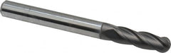 Niagara Cutter - 1/4" Diam, 3/4" LOC, 4 Flute Solid Carbide Ball End Mill - Diamond Finish, Single End, 2-1/2" OAL, 1/4" Shank Diam, Spiral Flute - Makers Industrial Supply