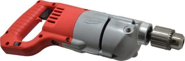 Milwaukee Tool - 1/2" Keyed Chuck, 600 RPM, D-Handle Electric Drill - 7 Amps, 120 Volts, Reversible, Includes Chuck Key with Holder & Side Handle - Makers Industrial Supply