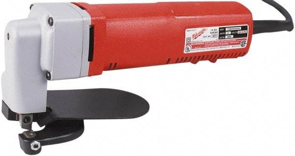 Milwaukee Tool - 4,000 SPM, 120 Volt, Angled Handle, Handheld Electric Shear - 16 Gauge (Steel) & 18 Gauge (Stainless Steel) Cutting Capacity - Makers Industrial Supply