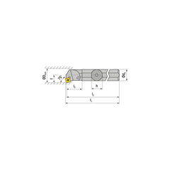 Indexable Boring Bar:  A25R SSKCR 09,  32.00 mm Min Bore,  25.00 mm Shank Dia,  75.00&deg N/A Steel 202.4000″ OAL,  Screw Clamping,