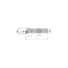 Indexable Boring Bar:  A25R PTFNR 16,  32.00 mm Min Bore,  25.00 mm Shank Dia,  90.00&deg N/A Steel 200.0000″ OAL,  Lever Clamp,