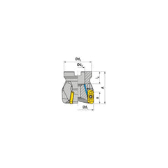 Indexable Square-Shoulder Face Mill:  AHSC.50.R.04-19,  22.0000″ Arbor Hole Dia, Uses  4,  XD..1904.. Inserts,  Through Coolant,  Series  AHSC-19