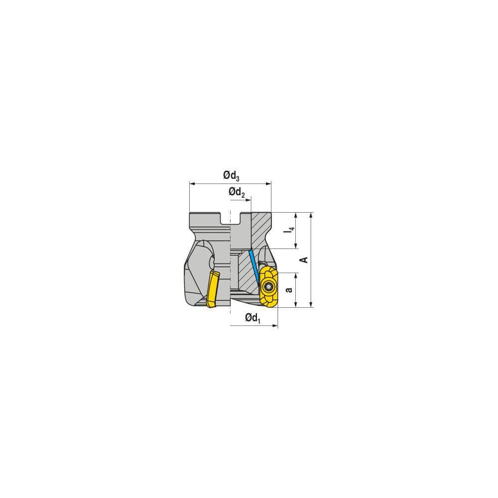 Indexable Square-Shoulder Face Mill:  AHSC.63.R.05-19,  22.0000″ Arbor Hole Dia, Uses  5,  XD..1904.. Inserts,  Through Coolant,  Series  AHSC-19