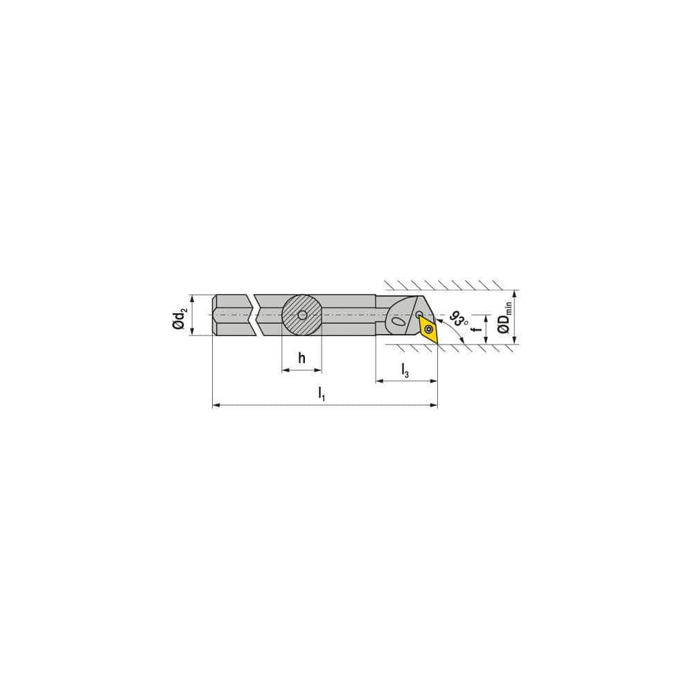 Indexable Boring Bar:  E-A25R SDUCL 11,  34.00 mm Min Bore,  25.00 mm Shank Dia,  93.00&deg N/A Solid Carbide 200.0000″ OAL,  Screw Clamping,