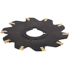 Indexable Slotting Cutter: 0.87'' Cutting Width, 3'' Cutter Dia, Arbor Hole Connection, 0.669'' Depth of Cut, 1'' Hole, Neutral Self Clamping, Uses 8 SS Inserts, 8 Teeth, Straight, Positive, Steel, Black Oxide Finish