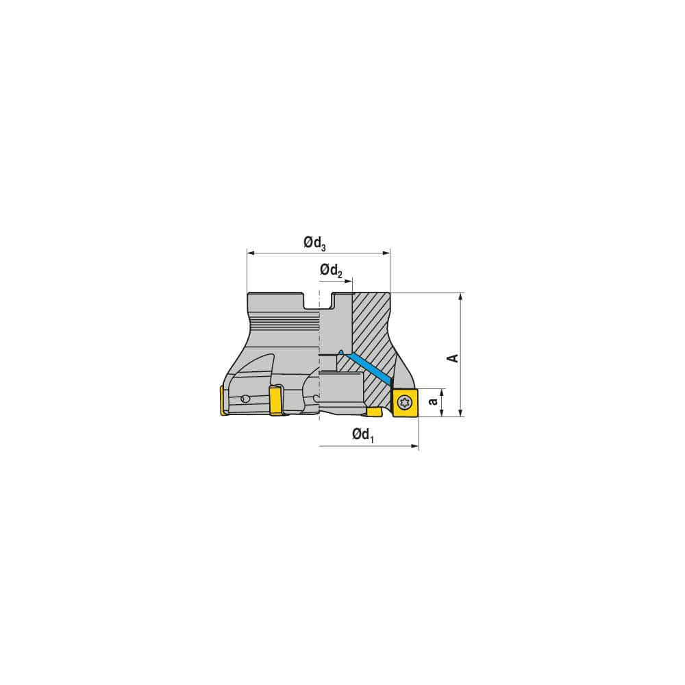 Indexable Square-Shoulder Face Mill:  A491.63.R.06-12,  22.0000″ Arbor Hole Dia, Uses  6,  SNHU 1204 Inserts,  Through Coolant,  Series  A491-12