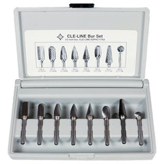 8 Piece Solid Carbide Bur Set - Includes: SA–5, SC–5, SF–5, SG–5, SM–5, SE–5, SL–4, SD–5 - Exact Industrial Supply