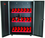 Wall Tree Locker - Hold 18 Pcs. 40 Taper - Textured Black with Red Shelves - Makers Industrial Supply