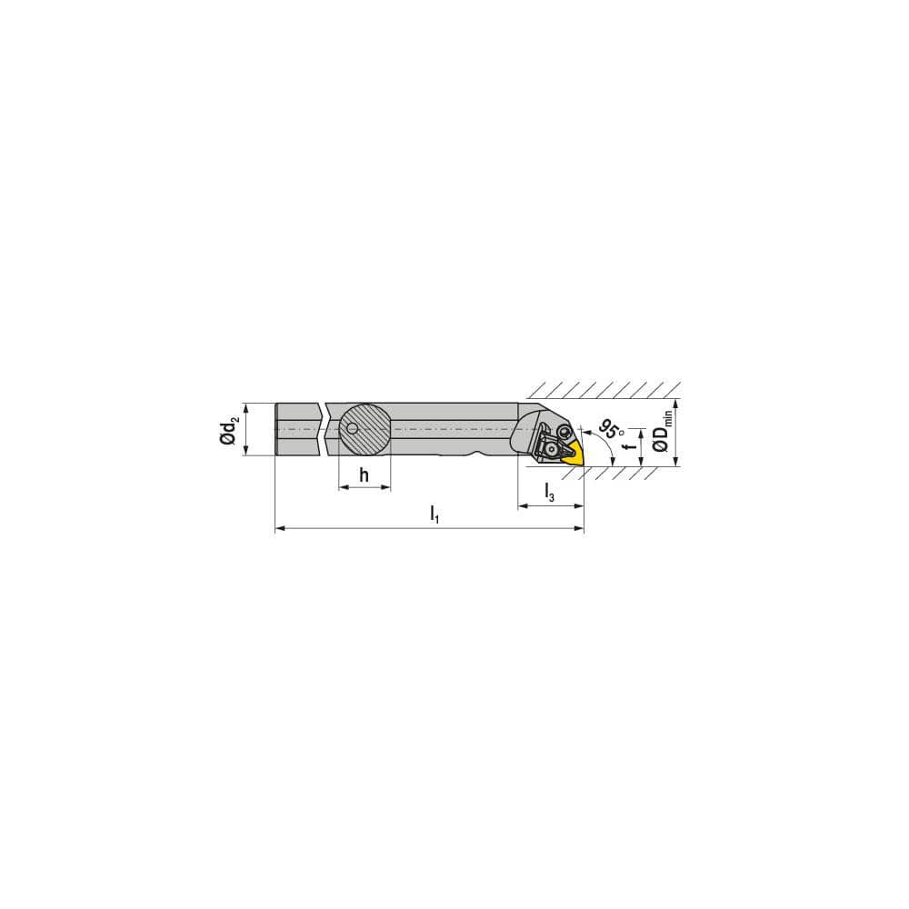 Indexable Boring Bar:  A40T DWLNL 08,  50.00 mm Min Bore,  40.00 mm Shank Dia,  95.00&deg N/A Steel 300.0000″ OAL,  Clamp,