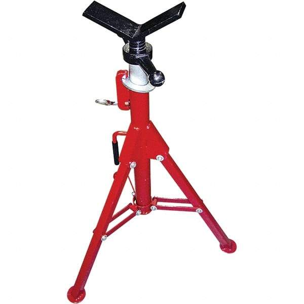 Rothenberger - 1/2" to 8" Pipe Capacity, Portable Folding Vee-Head Stand - 27" to 50" High, 2,500 Lb Capacity - Makers Industrial Supply