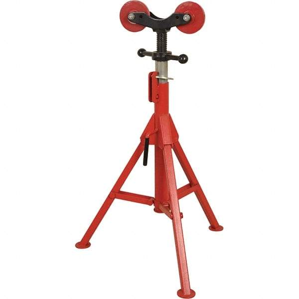 Rothenberger - 1/2" to 16" Pipe Capacity, Folding Pipe Stand with 2 Roller Head - 27" to 50" High, 2,500 Lb Capacity - Makers Industrial Supply