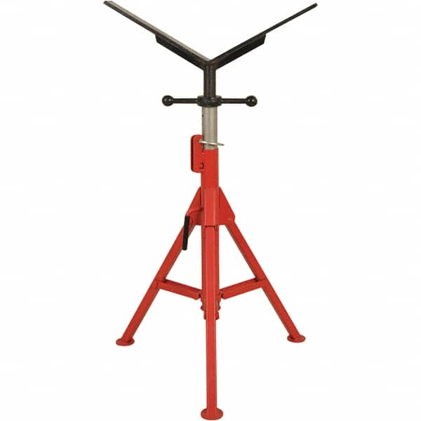 Rothenberger - 1/2" to 16" Pipe Capacity, Portable Folding Vee-Head Stand - 27" to 50" High, 2,500 Lb Capacity - Makers Industrial Supply