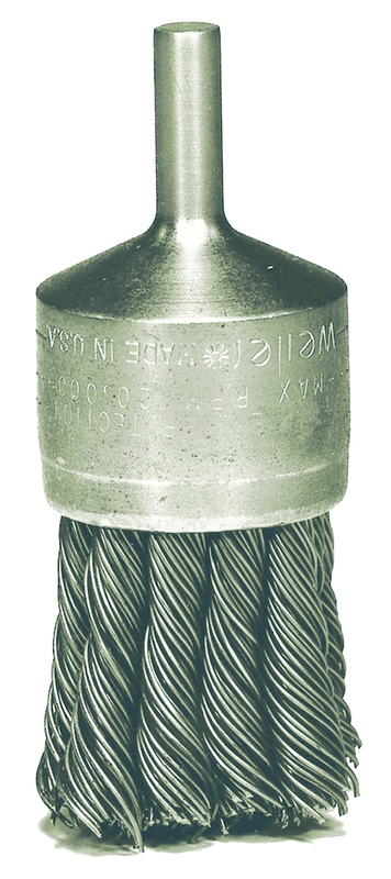 1-1/8'' Diameter - Knot Type Steel Wire End Brush - Makers Industrial Supply