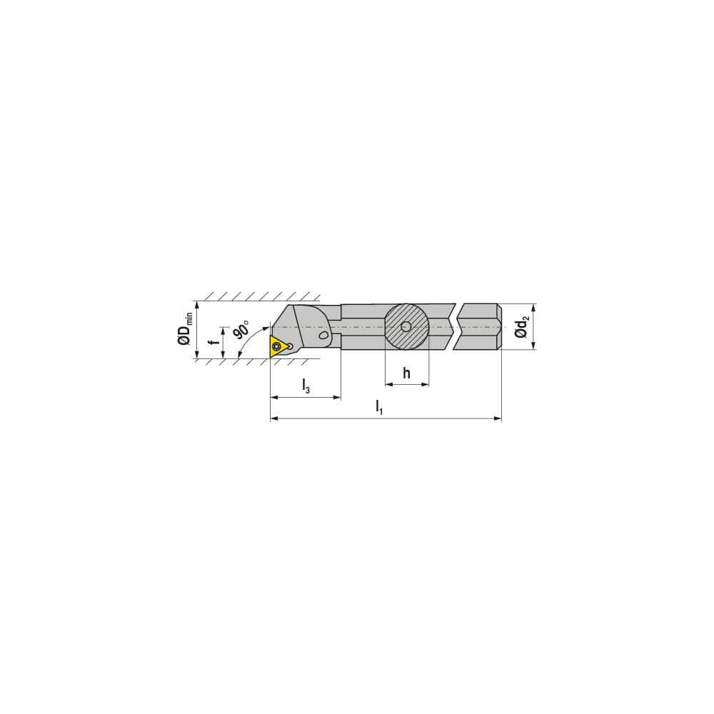 Indexable Boring Bar:  S16T STFCR 3,  1.00 mm Shank Dia,  90.00&deg N/A Steel 12.0000″ OAL,  Screw Clamping,