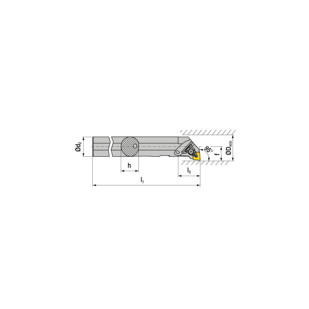 Indexable Boring Bar:  A32S DCLNL 12,  40.00 mm Min Bore,  32.00 mm Shank Dia,  95.00&deg N/A Steel 250.0000″ OAL,  Clamp,