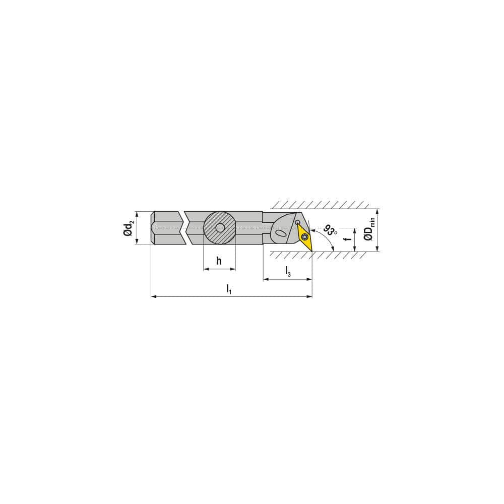 Indexable Boring Bar:  E16R SVUCL 11,  20.00 mm Min Bore,  16.00 mm Shank Dia,  93.00&deg N/A Solid Carbide 200.0000″ OAL,  Screw Clamping,