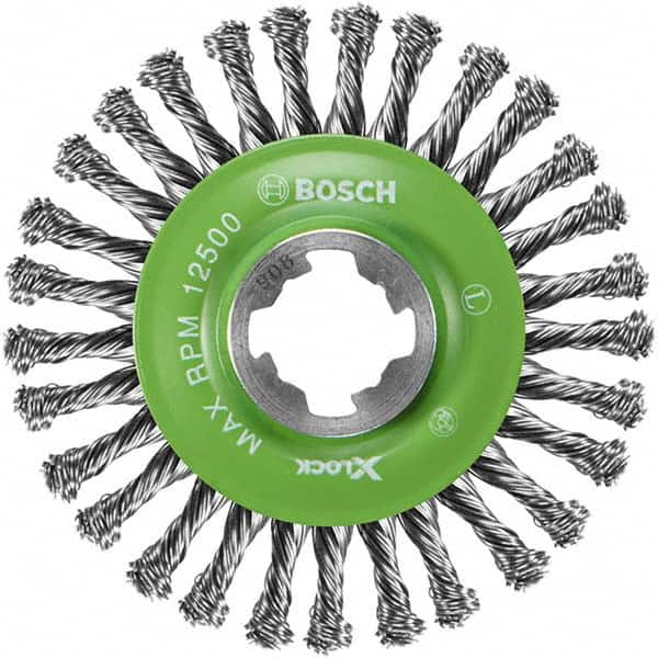 Bosch - 4-1/2" OD, 5/8" Arbor Hole, Knotted Stainless Steel Wheel Brush - Makers Industrial Supply