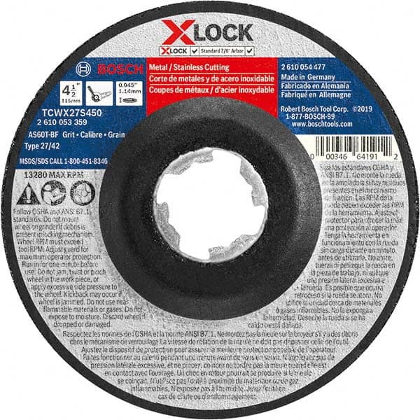 Bosch - Cutoff Wheels Tool Compatibility: GWX10-45DE, GWX10-45E, GWX10-45PE, GWX13-50, GWX13-50VSP,GWX18V-50PCN Wheel Diameter (Inch): 4-1/2 - Makers Industrial Supply