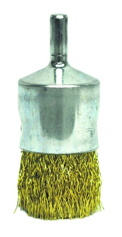 1" Crimped Wire End Brush - .0118 Brass - Non-Sparking Wire Wheel - Makers Industrial Supply