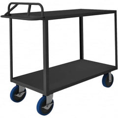 Service Utility Cart: Gray Gray, Polyurethane Casters, 2 Shelves