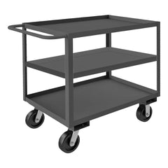 Heavy-Duty Service Utility Cart: Steel, Gray Swivel, Phenolic Wheels