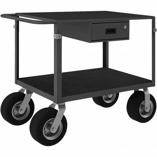 Instrument Utility Cart: Gray Gray, Semi-Pneumatic Casters, 2 Shelves