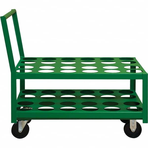 Gas Cylinder Cart: 39″ OAL, 24-1/4″ OAW, 36-1/8″ OAH Green, Polyolefin Casters