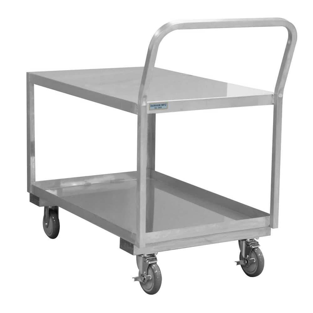 Mobile Utility Cart: Stainless Steel, Silver Swivel, Polyurethane Wheels, Side Brake