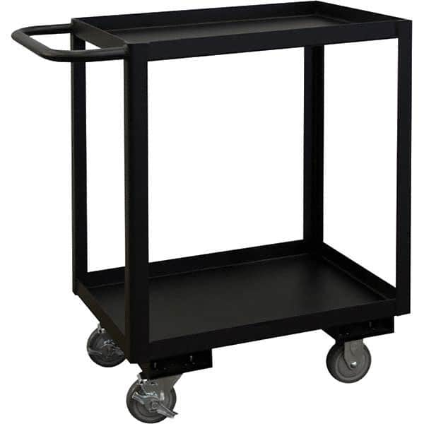 Heavy-Duty Service Utility Cart: Gray Gray, Polyurethane Casters, 2 Shelves