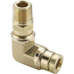 Parker - Metal Push-To-Connect Tube Fittings Type: Male Swivel Elbow Tube Outside Diameter (Inch): 1/4 - Makers Industrial Supply