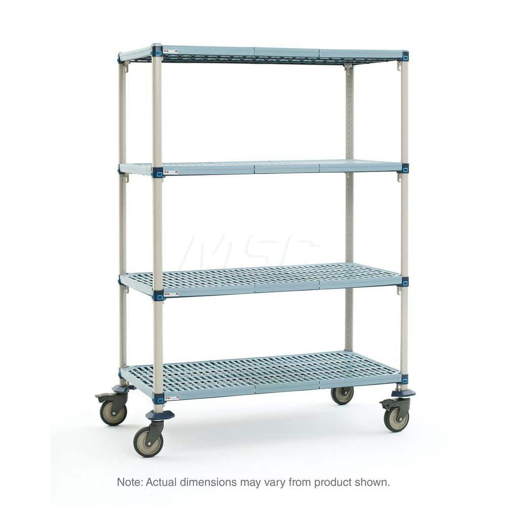 Utility Cart: 67-9/32″ OAH, Polymer & Rust-Resistant Epoxy Coated Steel, Blue & Taupe